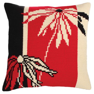 RTO Red and Black I Collection D'Art Stamped Needlepoint Cushion Kit, 40 x 40cm