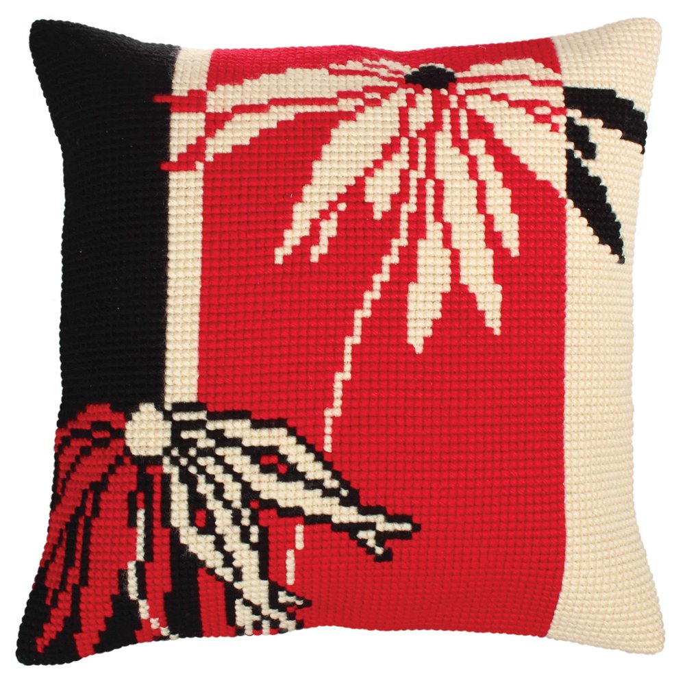 RTO Red and Black I Collection D'Art Stamped Needlepoint Cushion Kit, 40 x 40cm