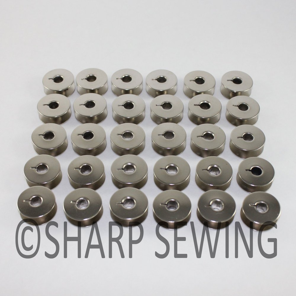 L SIZE STEEL SEWING MACHINE BOBBINS 30PK - BERNINA BROTHER CONSEW JUKI #55623S
