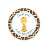 40 Personalized Stickers Brown Giraffe Turquoise Polka Dots Design Baby Shower Thank You Party Favor Gift Label view 1