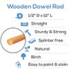 Dowel Rods Wood Sticks Wooden Dowel Rods - 1/2 x 12 Inch Unfinished Hardwood Sticks - for Crafts and DIYers - 500 Pieces by Woodpeckers view 4