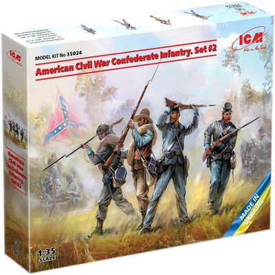 ICM 35024 1/35 US Confederate Infantry Set 2, 4 Soldiers, Plastic Model