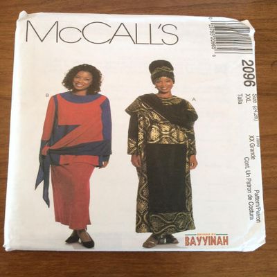 McCall's 2096 Sewing Pattern, Misses' Dress, Top, Pull-On Skirt & Hat, Size XXL (24,26), Designs by Bayyinah
