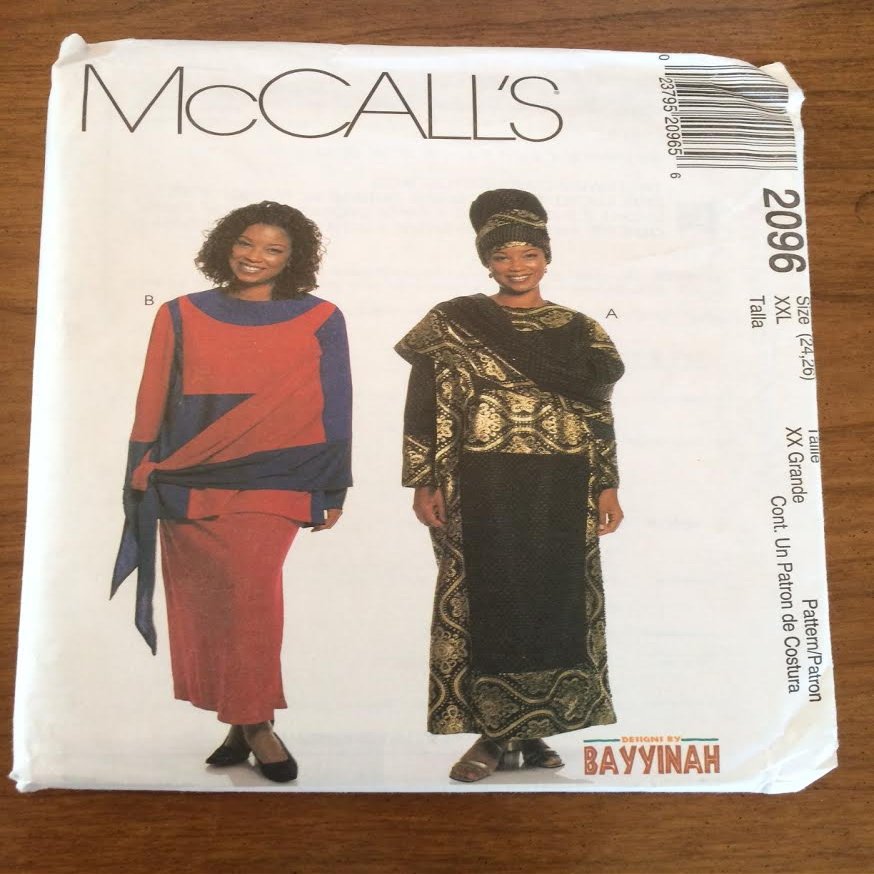 McCall's 2096 Sewing Pattern, Misses' Dress, Top, Pull-On Skirt & Hat, Size XXL (24,26), Designs by Bayyinah