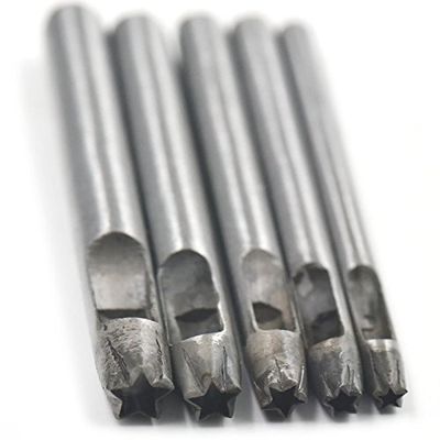 Bluemoona 5 pcs - 4mm 5mm 6mm 7mm 8mm Hollow Hole Steel Round Punch Cutter Tool 4 Leather Belt Watch Band Gasket Five Star