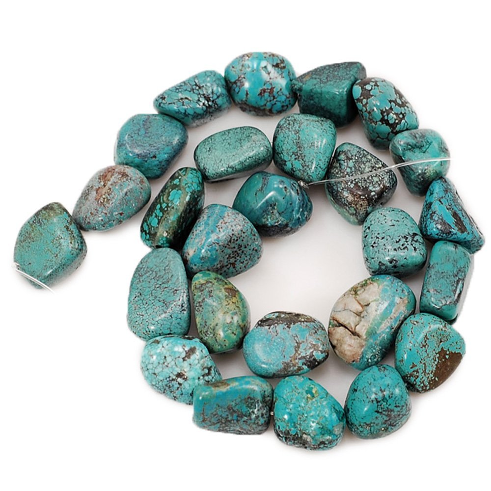01 Blue Hubei Turquoise Nugget 12x12x13mm-16x12x10mm for Necklace Gemstone Loose Beads 15"