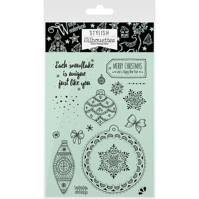 Hunkydory Stylish Silhouettes A6 Stamp Set-A White Christmas/Sparkling Baubles