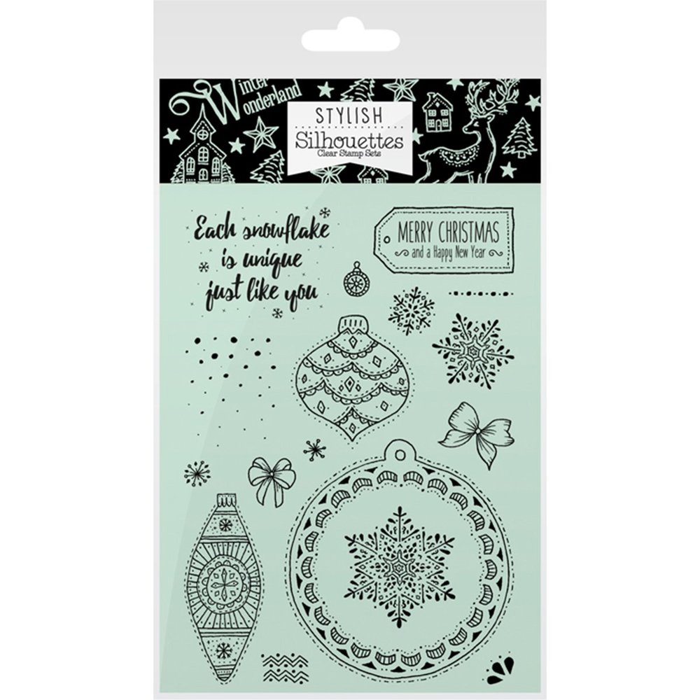 Hunkydory Stylish Silhouettes A6 Stamp Set-A White Christmas/Sparkling Baubles
