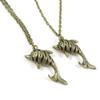 2 Pieces Antique Bronze Fashion Jewelry Making Charms Necklace Costume Sweater Long Chain Pendant 5-XLA16970 Hollow Dolphin view 1