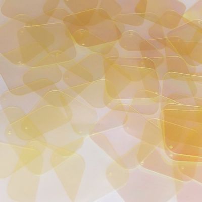Sequin Square Diamond 1.5" Yellow Transparent Crystal Rainbow Iris Iridescent. Made in USA