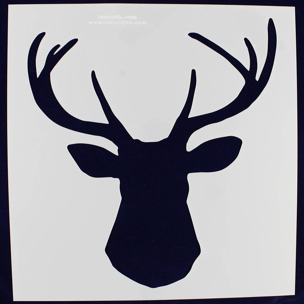 Buck/Deer Head Stencil (Front View, Extra Large) 15.6 Inch W X 19.50 Inch H