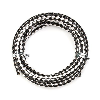Linsoir Beads Black and White Round Genuine Braided Leather Cord Bolo Tie Cording for Necklace Bracelet Jewelry Making 3 mm Diameter 2 Meter Roll