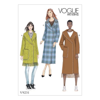 Vogue Sewing Pattern 9231 V9231 Misses Sizes 4-14 Easy Wrap Coat Length Options