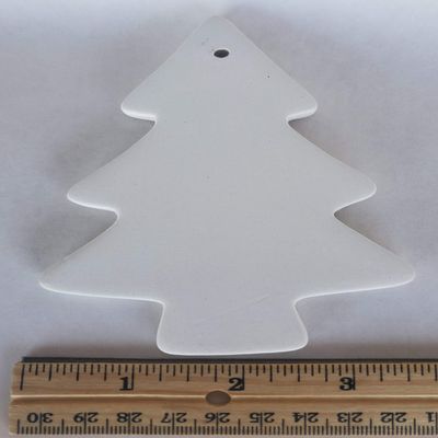 Bisque - Tree Ornament 3.5"H (Unpainted, Ready for Glaze)