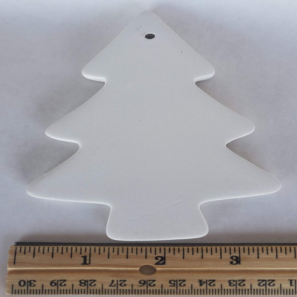 Bisque - Tree Ornament 3.5"H (Unpainted, Ready for Glaze)