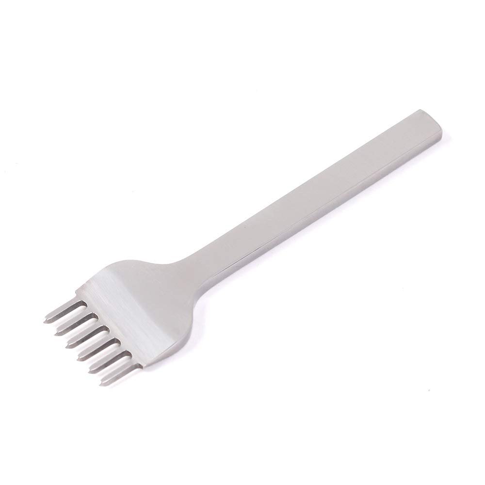 WUTA Sharp Leather Diamond Chisel Complete Polished Prongs Pricking iron Leather Hole Punch Stitching Tools (3.0mm-6 Teeth)