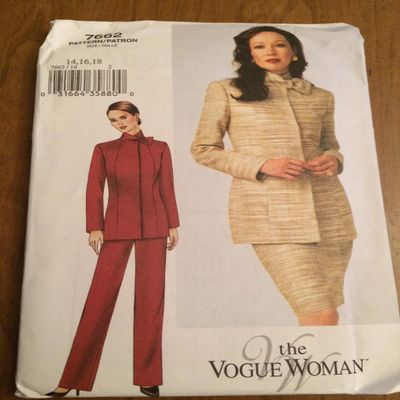 Vogue 7662 Sewing Pattern, Misses' Petite Jacket, Skirt, and Pants, Size 14,16,18