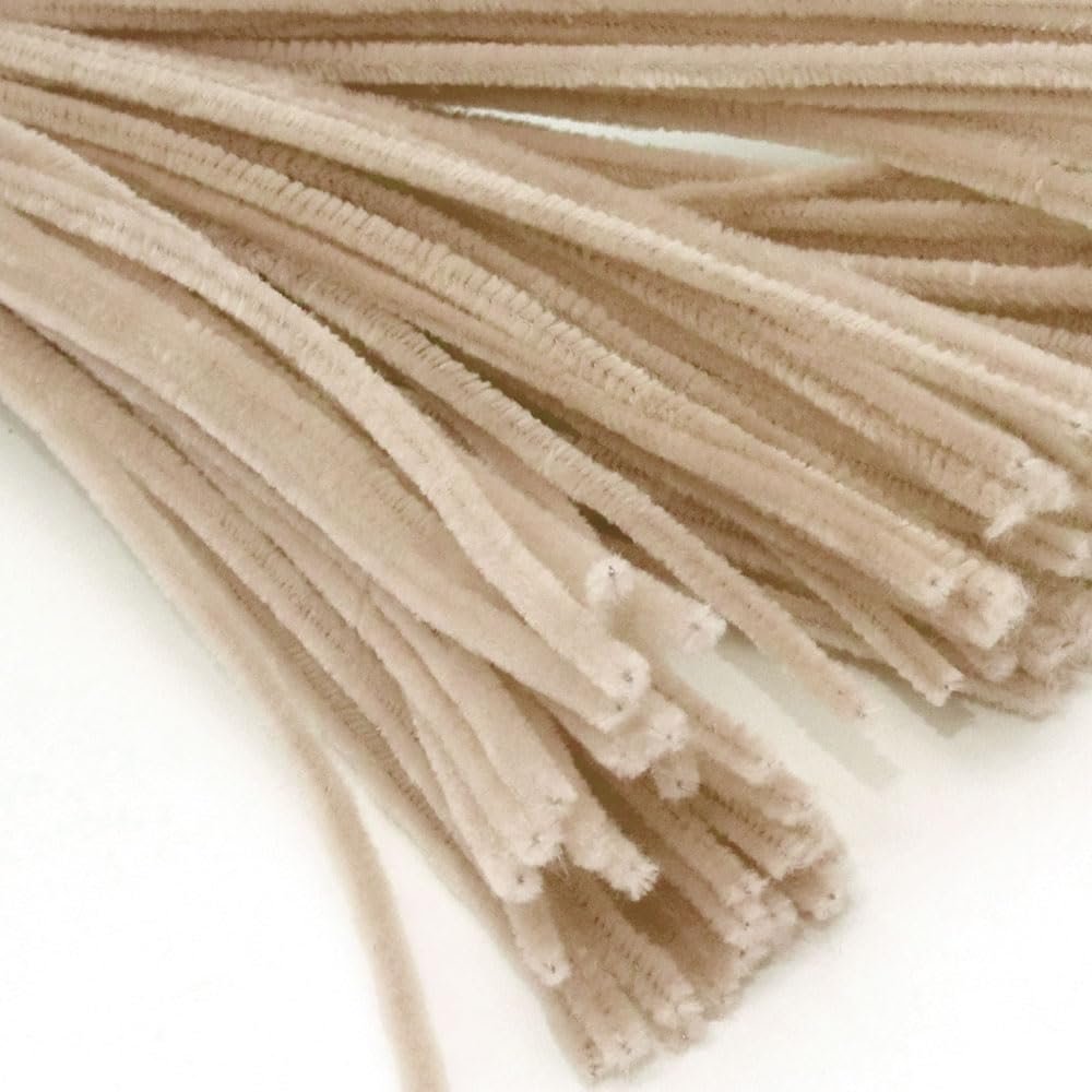 The Crafts Outlet Chenille Stems, Pipe Cleaner, 12-inch (30-cm), 10-pc, Tan