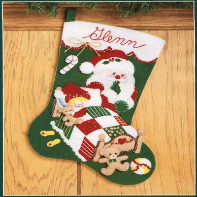 Bucilla Gallery Of Stitches Felt Stocking Christmas " Shhh!"