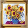 Collection D'Art Printed Needlepoint Kit - Sunflowers in Blue Bowl, 30x40 cm, Modern Style, All Seasons, Adult, Unisex, Multicoloured, Cotton, Non-Foldable view 1