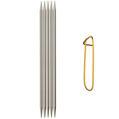 ChiaoGoo Knitting Needles Red DPN Double Pointed 6 inch (15cm) (Set of 5) Stainless Steel Size US 4 (3.5mm) 6006-4 with Stitch Holder
