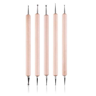 COMIART 5-Piece Dual-Ended Ball Stylus Tool Set - Wooden Handle with Stainless Steel Tips for Clay Sculpting, Embossing, Nail Art, Mandala Rock Painting & Pattern Tracing