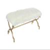 Deco 79 Metal Home Bench Entryway Bench with White Faux Fur Top, 42" x 17" x 20", Gold view 1