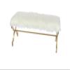 Deco 79 Metal Home Bench Entryway Bench with White Faux Fur Top, 42" x 17" x 20", Gold view 2