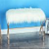 Deco 79 Metal Home Bench Entryway Bench with White Faux Fur Top, 42" x 17" x 20", Gold view 3