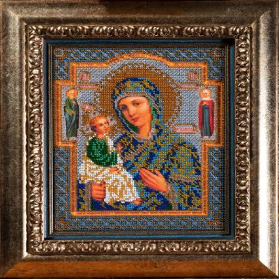 RTO Bead Embroidery Kit DIY Icon Our Lady of Jerusalem 7.9"x9.4" Color Canvas Bead Set Needle Guide Beginners