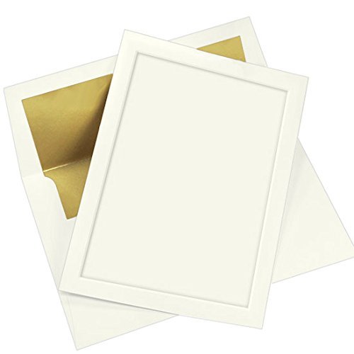 Panel Invitation Kit, Ecru, Gold Lined Envelopes, 25 Pack