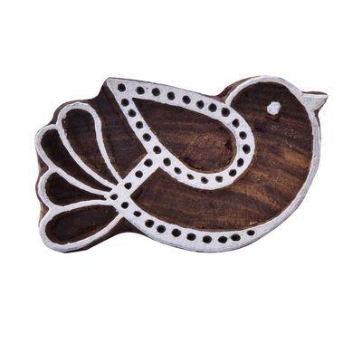 Brown Bird Vintage Wooden Textile Stamps Indian Decorative Stamp Block