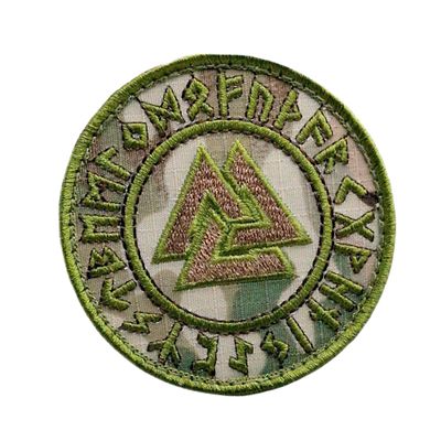 Compatible with va1knut Viking Norse Runic Heathen Pagan Odin God Compatible with Velcro Rune Morale Tactical Fastener Patch (Green)
