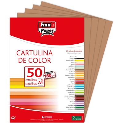 Fixo 11110346 Pack of 50 Card, A4, Colour Chocolate