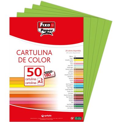 Fixo 11120327 Pack of 50 Card, A3, Lime Green