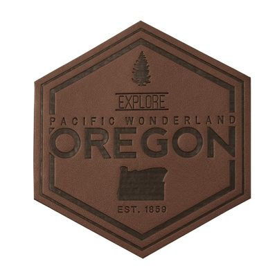 Little Bay Root Explore Pacific Wonderland Oregon | PU Leather Patch | 3" x 3" | Sew on Style