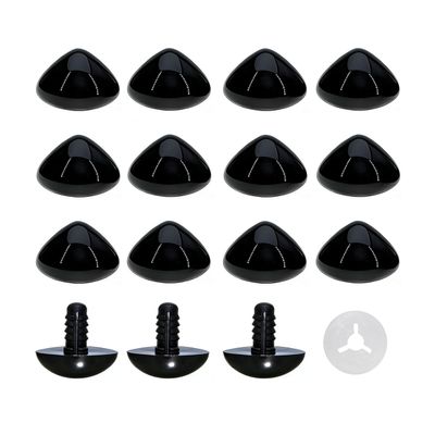 BESTCYC 1 Box(50PCS) 19.5mm Black Plastic D-Type Animal Safety Nose with Washers for Bear, Doll, Puppet, Plush Animal and Craft
