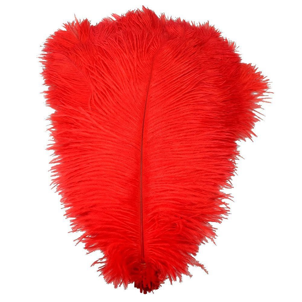 MELADY Pack of 1000pcs Natural Ostrich Feathers 16-18inch(40~45cm) for Home Wedding Party Decoration (red)