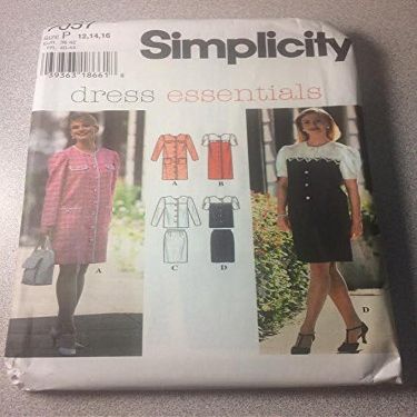 Simplicity 7057 Sewing Pattern, Misses' One or Two Piece Dress, Size P (12,14,16)