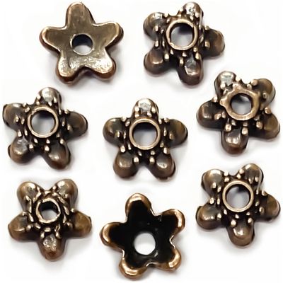 Heather's cf Flower Bead Caps Custom Fancy Charm Jewelry Making Spacer Kit Findings Bulk Vintage for Bracelets Earrings Necklaces Rings Beading Supplies Craft Non Tarnish DIY (Copper Star - 500 Pcs)