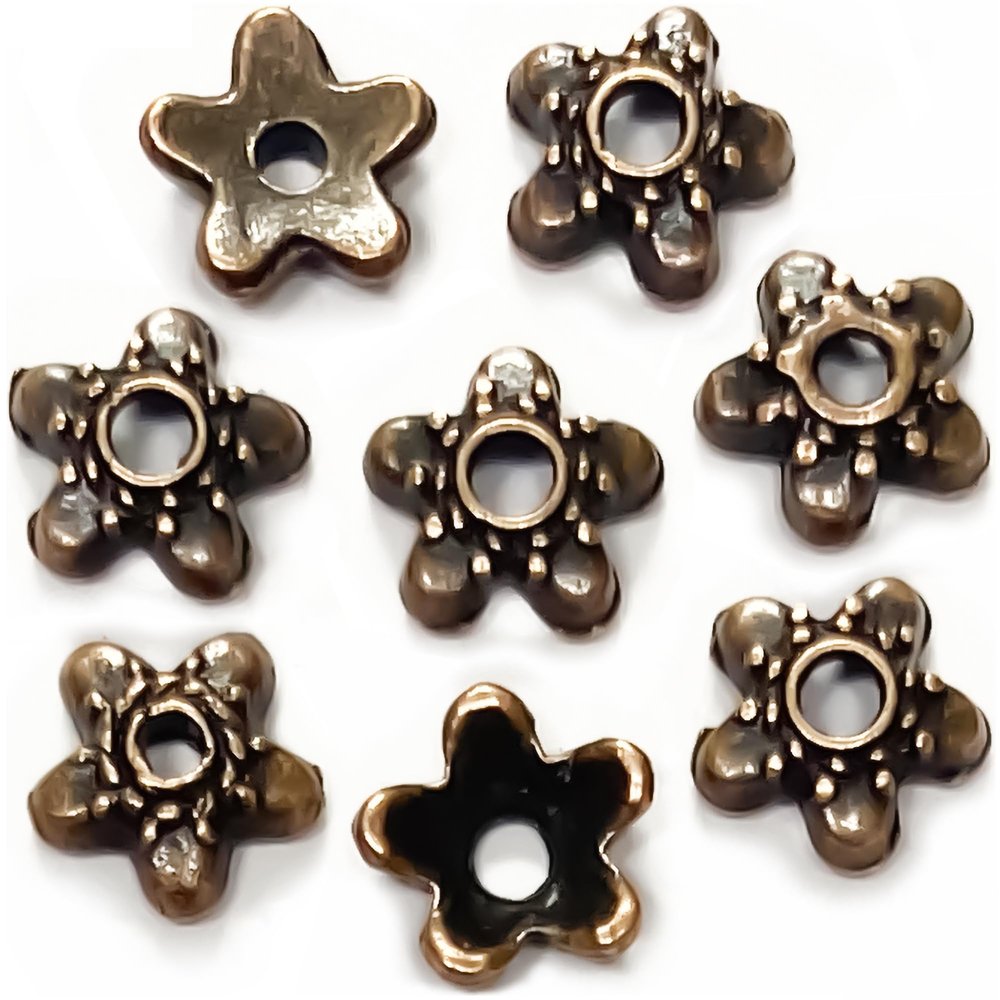 Heather's cf Flower Bead Caps Custom Fancy Charm Jewelry Making Spacer Kit Findings Bulk Vintage for Bracelets Earrings Necklaces Rings Beading Supplies Craft Non Tarnish DIY (Copper Star - 500 Pcs)
