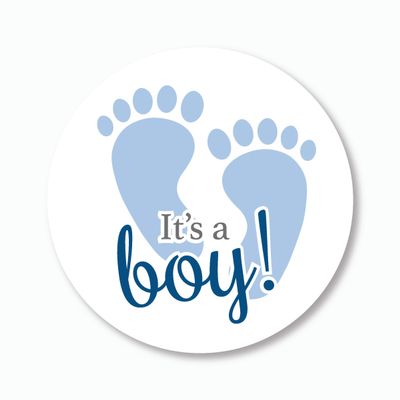 60-1.5" Feet It's a Boy, Baby Shower Favor or Envelope Stickers (#140-F)