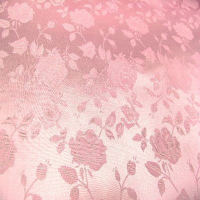 Floral Jacquard Brocade Satin Fabric by The Yard (Pink)