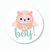 60ct - 1.5" Owl It's a Boy Baby Shower Favor or Envelope Stickers (#140-K) view 1