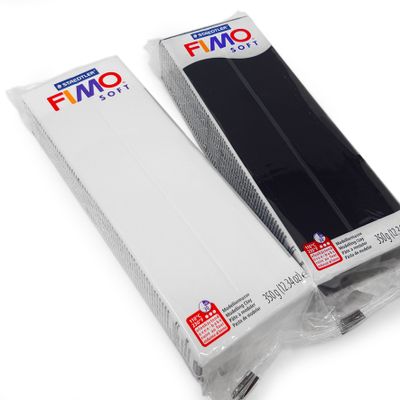 FIMO Soft 454g Polymer Modelling Clay - Oven Bake Clay - Black and White Set