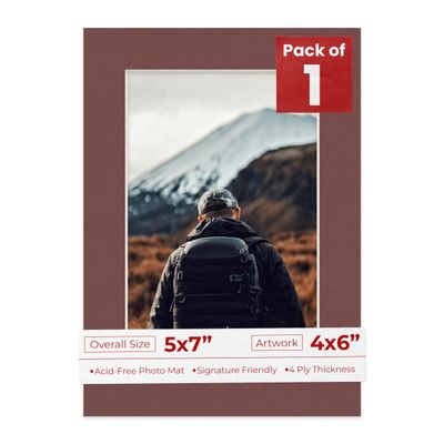 4x6 Mat for 5x7 Frame - Precut Mat Board Acid-Free Maroon 4x6 Photo Matte Made to Fit a 5x7 Picture Frame, Premium Matboard for Family Photos, Show Kits, Art, Picture Framing, Pack of 1 Mat