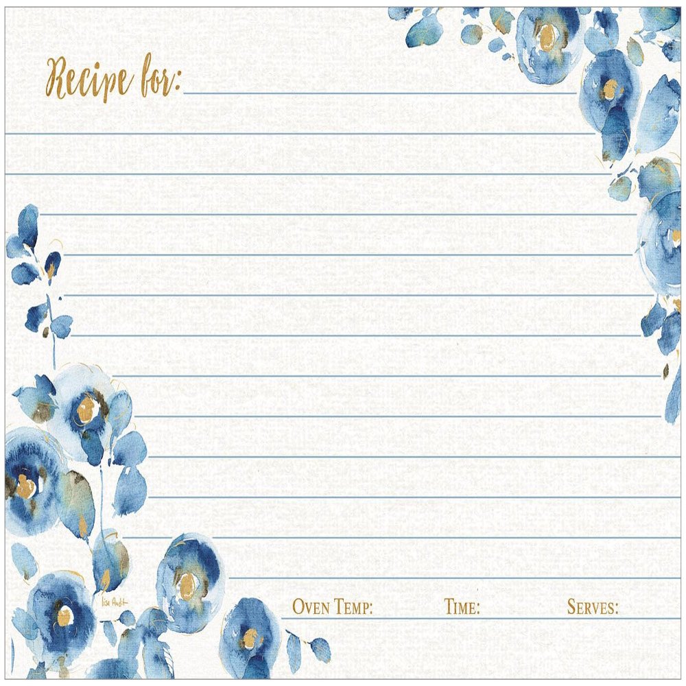 Legacy Publishing Group Pack of 50 Recipe Cards, Indigold Flower Toss