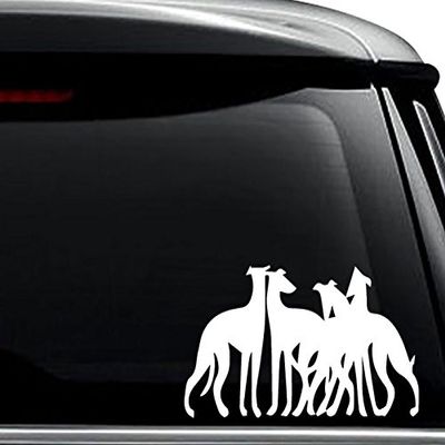 Greyhounds Dog Pet Pack Decal Sticker For Use On Laptop, Helmet, Car, Truck, Motorcycle, Windows, Bumper, Wall, and Decor Size- [8 inch] / [20 cm] Wide / Color- Gloss Black