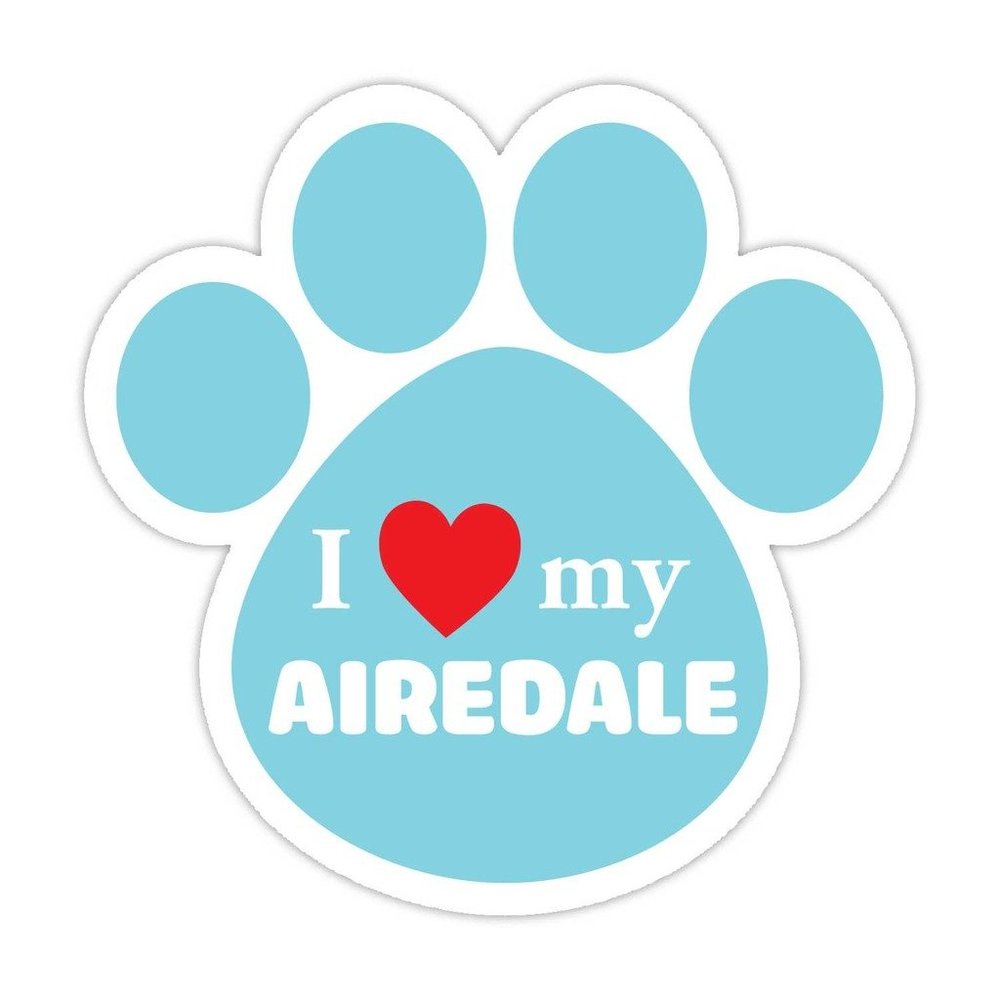 Dog Paw Shaped Bumper Sticker Vinyl Decal I Love My Airedale 5"X 5"