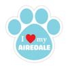 Dog Paw Shaped Bumper Sticker Vinyl Decal I Love My Airedale 5"X 5" view 1